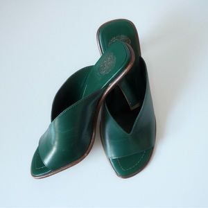 Vince Camuto Emerald Green Leather Slides